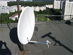 A 90-cm Hotbird satellite dish installed in Zelenograd:
